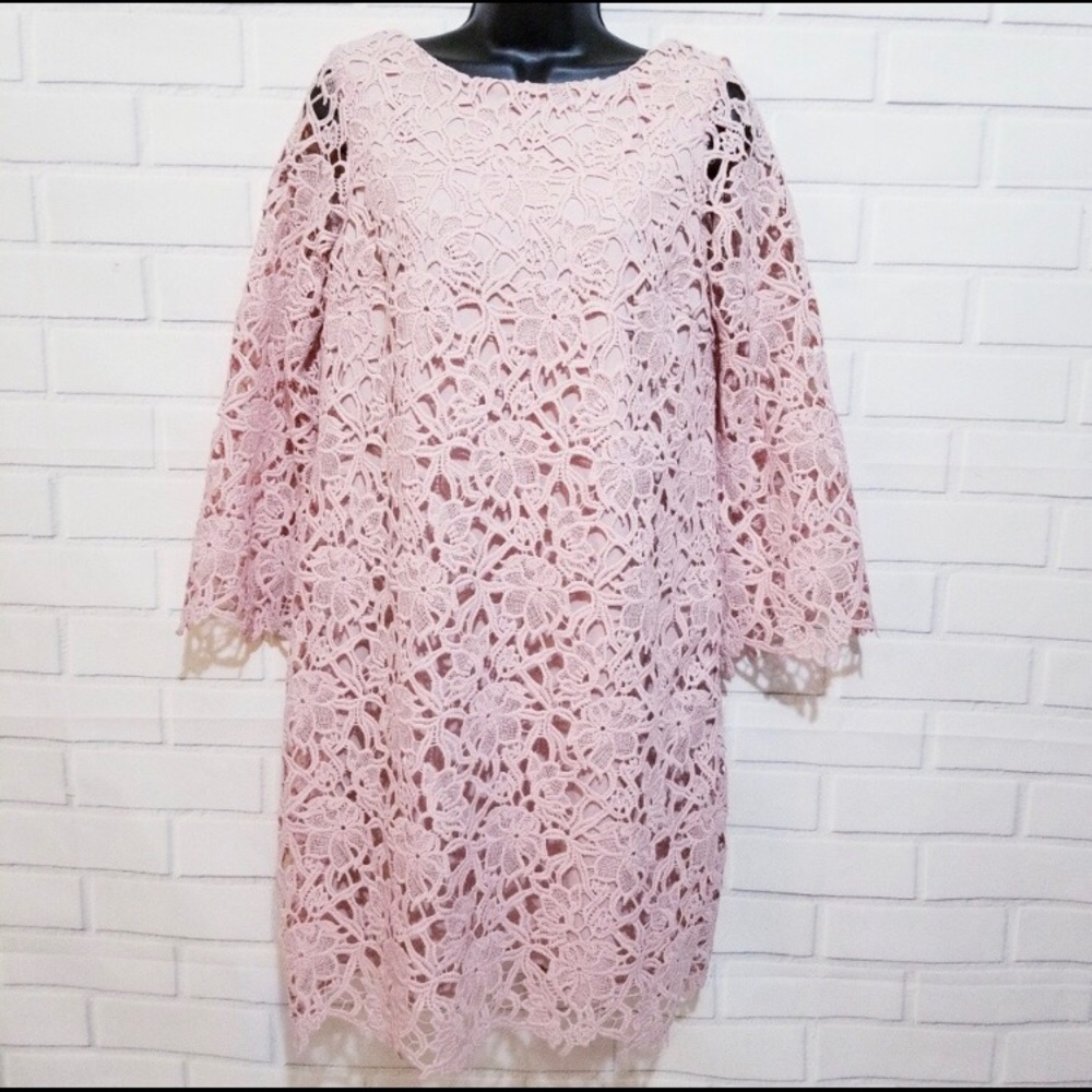 Lord & Taylor Pale Pink Lace wide sleeves cocktail